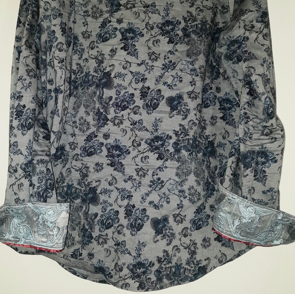 Robert Graham-Knowledge Wisdom, Truth, Gray/Blue Shirt Flip Cuffs, Men's Size XL - Picture 13 of 14